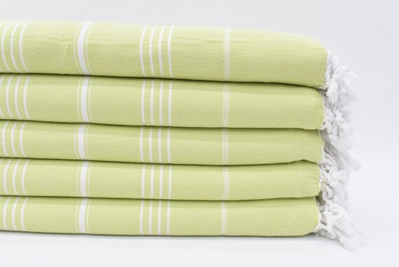 70x40 Pistachio Green Striped Towel Turkish Towel Beach Wedding