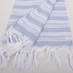Turkish Beach Towel, 70"x40" Baby Blue Striped Towel, Turkish Bath Towel Set, Gift For Him, Home Decor Gifts, Gift For Boyfriend, image 7