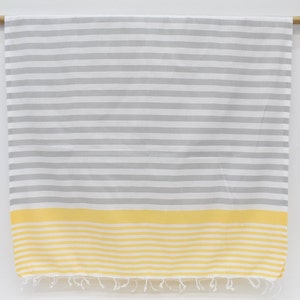 Strandtuch, 66x36, Türkisches Handtuch, Dekoratives Badetuch, Pooltuch, 170 x 90 cm, Graues und Gelbes Handtuch, Badetücher, Baumwolltuch Dblg-Bhr