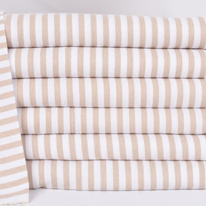 Turkish Towel Hand Towel, Kitchen Towel, Custom Gift, Travel Towel, Bridesmaid Towel, 40&quot;x18&quot; Beige Striped Dish Towel, Turkish Hand Towel,