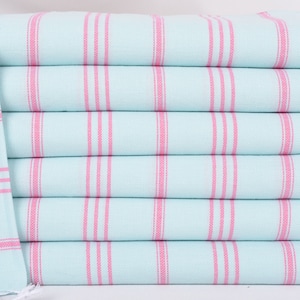 Personalized Wedding Gift For Couple, 40&quot;x24&quot; Mint-Pink Striped Dish Towel, Personalized Gift, Kitchen Towel, Custom Hand Towel,