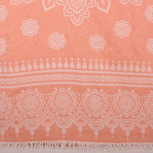 73&quot;x36&quot; Orange Floral Patterned Towel, Merry Christmas Gifts, Personalized Turkish Towel, Monogram Beach Towel, Bridal Shower Gift,