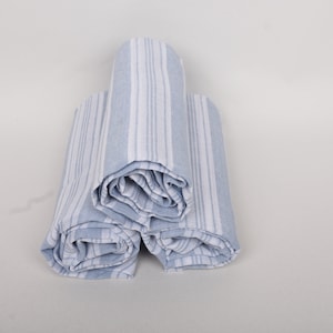 Turkish Beach Towel, 70"x40" Baby Blue Striped Towel, Turkish Bath Towel Set, Gift For Him, Home Decor Gifts, Gift For Boyfriend, image 8