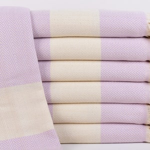Bridesmaid Gift Towel, Personalized Wedding Gift, 70&quot;x40&quot; Light Lilac Herringbone Towel, Holiday Towel, Personalized Bridesmaid Gift,