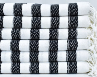 Turkish Towel, Turkey Towel, 40x70 ,Beach Towel,, Black Towel,Black Striped Towel,Organic Cotton Towel, Peshtemal Towel, Towel Bnt-Gck_000