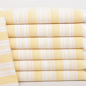 70&quot;x40&quot; Light Yellow Striped Towel, Valentines Day Gift Idea, Turkish Towel Beach, Personalized Bridesmaid Gift, Custom Gift,