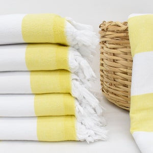 Bridemaids Beach Towel, 63&quot;x36&quot; Yellow Striped Terry Towel, Gift For Best Friend, Best Friend Gift, Bachelorette Party Gifts, Bath Towel,