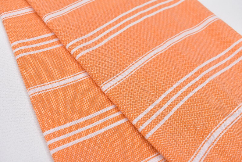 Orange Hand Towel Striped Towel Turkish Hand Towel Towel Etsy