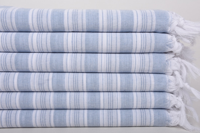 Turkish Beach Towel, 70"x40" Baby Blue Striped Towel, Turkish Bath Towel Set, Gift For Him, Home Decor Gifts, Gift For Boyfriend, image 3