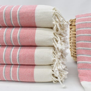 Personalized Beach Towel, Handmade Gift, Personalized Gift For Her, 67&quot;x40&quot; Red Striped Terry Towel, Gift For The Home, Bridesmaid Towel,