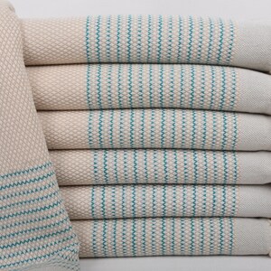 Beach Towel Bulk, Beach Towel, Monogram Beach Towel, Decorative Towel, 63&quot;x40&quot; Beige-Turquoise Striped Towel, Peshtemal, Best Friend Gift,
