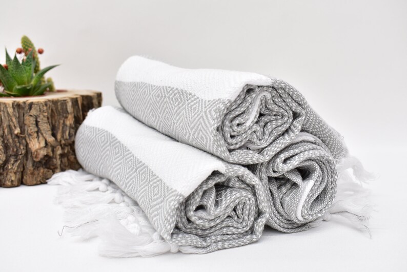 Hand Towel 40x18 Diamond Hand Towel Kitchen Towel Gray Etsy