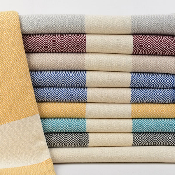 Throw Blanket, Bedspread, Turkish Blanket, Cotton Bedspread, Halloween Blanket, 95"x79" Light Gray Diamond Blanket, Shower Curtain,