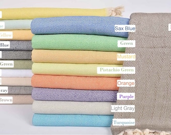 Large Towel, Throw Blanket, Winter Blanket, Herringbone Throw, 79x99 Inches Cotton Throw, Couch Cover, Warm Bedspread, Bedding Blanket,
