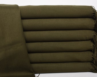 28x67 Inches Khaki Green Pashmina, Solid Scarf, Personalized Gift, Gift For Him, Turkish Pashmina, Gift Boxes Towel,