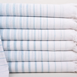 Striped Towel, Summer Gift, Bridesmaid Gifts, 40x69 Inches Turquoise Cotton Towel, Best Friend Gift, Bachelor Party Favors,