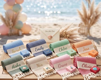 Personalized Turkish Cotton Towel, Embroidered Gift, Wedding Favor