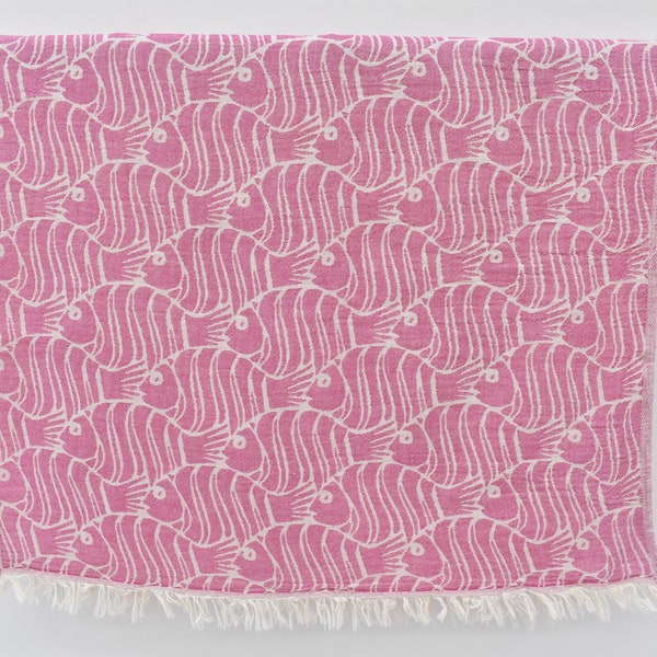 Personalized Gifts, Small Bath Towels, Bathroom Towels, 40"x24" Fuchsia Fish Design Hand Towel, Mother Of The Groom Gift