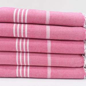 Kids Beach Towel, Xmas Gifts, Turkish Bath Towel, Bridesmaid Gifts, Personalized Gift, 70&quot;x40&quot; Fuchsia Striped Towel, Beach Wedding Favor,