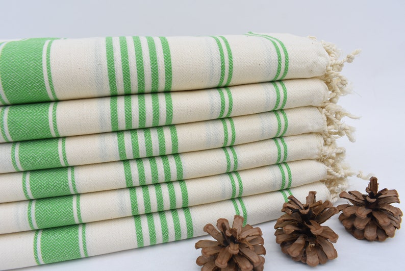 Organic Striped Towel 180x100 cm 70x40 Cotton Beach Towel Tablecloth Dblg-Trml Pool Towel Bathtowels Green Striped Turkish Towel
