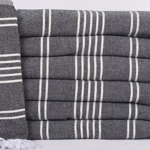 Custom Beach Blanket, Personalized Blanket, Boho Throw Blankets, 95&quot;x71&quot; Black Striped Throw, Valentine Day Gift For Her, Custom Wedding Gif
