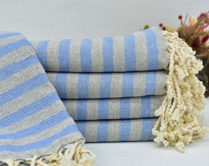 Organic Turkish Cotton Pestemal Towel - Versatile Beach, Travel & Home Towel, Blue, Quick Dry & Sand-Free - View #8