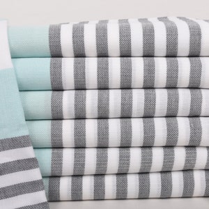 Monogram Beach Towel, Bridal Shower Favors, 40x71 Inches Mint-Gray Cotton Towel, Striped Towel, Personalized Wedding Gift, Home Gift,