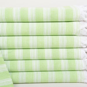 70&quot;x40&quot; Bright Green Striped Towel, Handmade Gift, Spooky Bachelorette Party Favors, Bridesmaid Gift Towel, Family Gift, Wedding Gifts Towel
