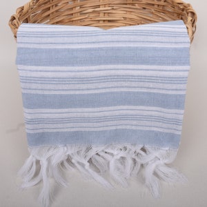 Turkish Beach Towel, 70"x40" Baby Blue Striped Towel, Turkish Bath Towel Set, Gift For Him, Home Decor Gifts, Gift For Boyfriend, image 5