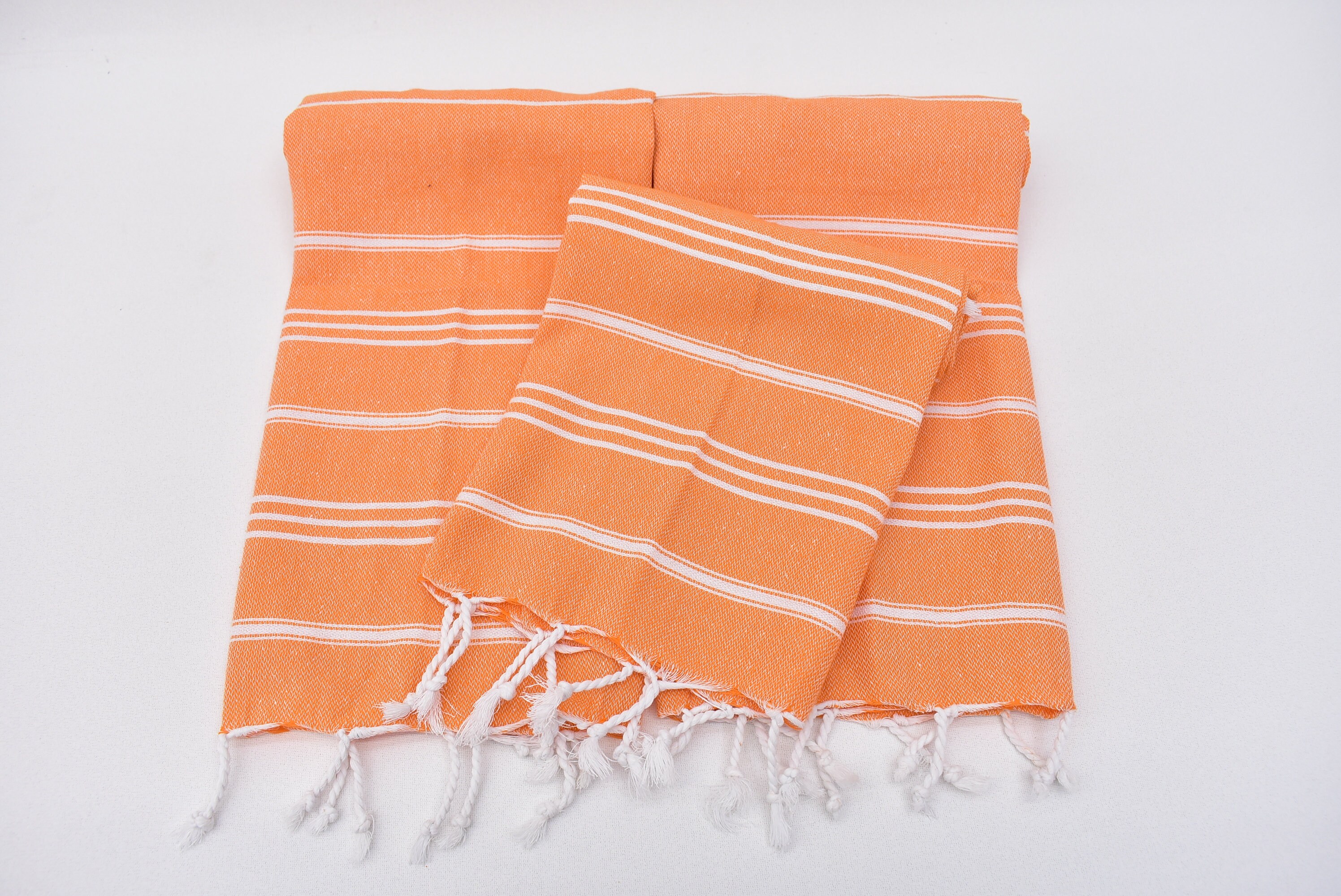 Orange - Handloom Cotton Natural Dyed Hand Block Bagh Print Towel 11