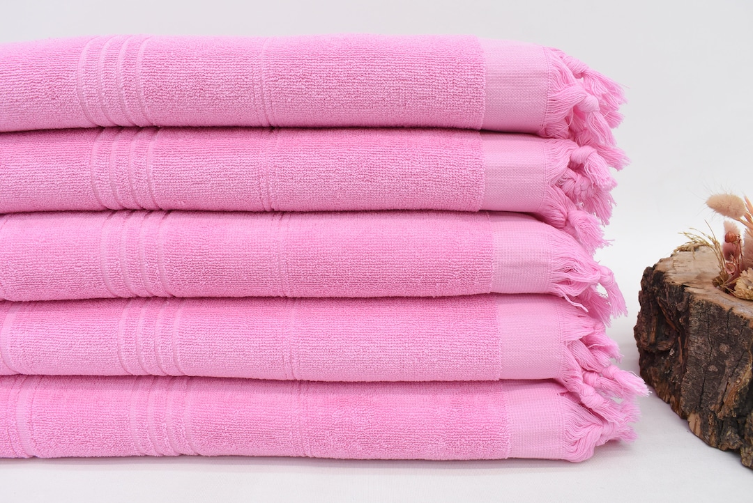 Monogram Beach Towel, Wedding Gift, 70x36 Pink Striped Terry Towel