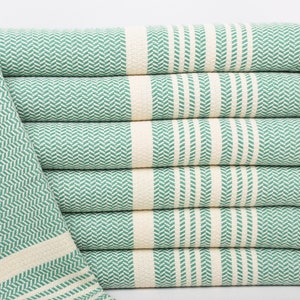 Turkish Hand Towel, Monogrammed Tea Towel, Green Towel, Striped Towel, 18x40 Inches Bridesmaid Gift, Decor Towel, Guest Towel,