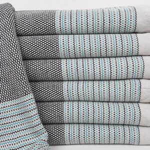 63&quot;x40&quot; Black-Turquoise Striped Towel, Bachelorette Party Gift, Housewarming Gift, Wedding Day Gift For Bride, Gift For The Home,