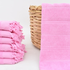 Organic Kitchen Towel,Soft Dish Towel,Handmade Face Towel,Turkish Hand Towel,Light Pink Hand Towel,40x16,Terry Hand Towel, Dblg-Hvl-Pskr_096