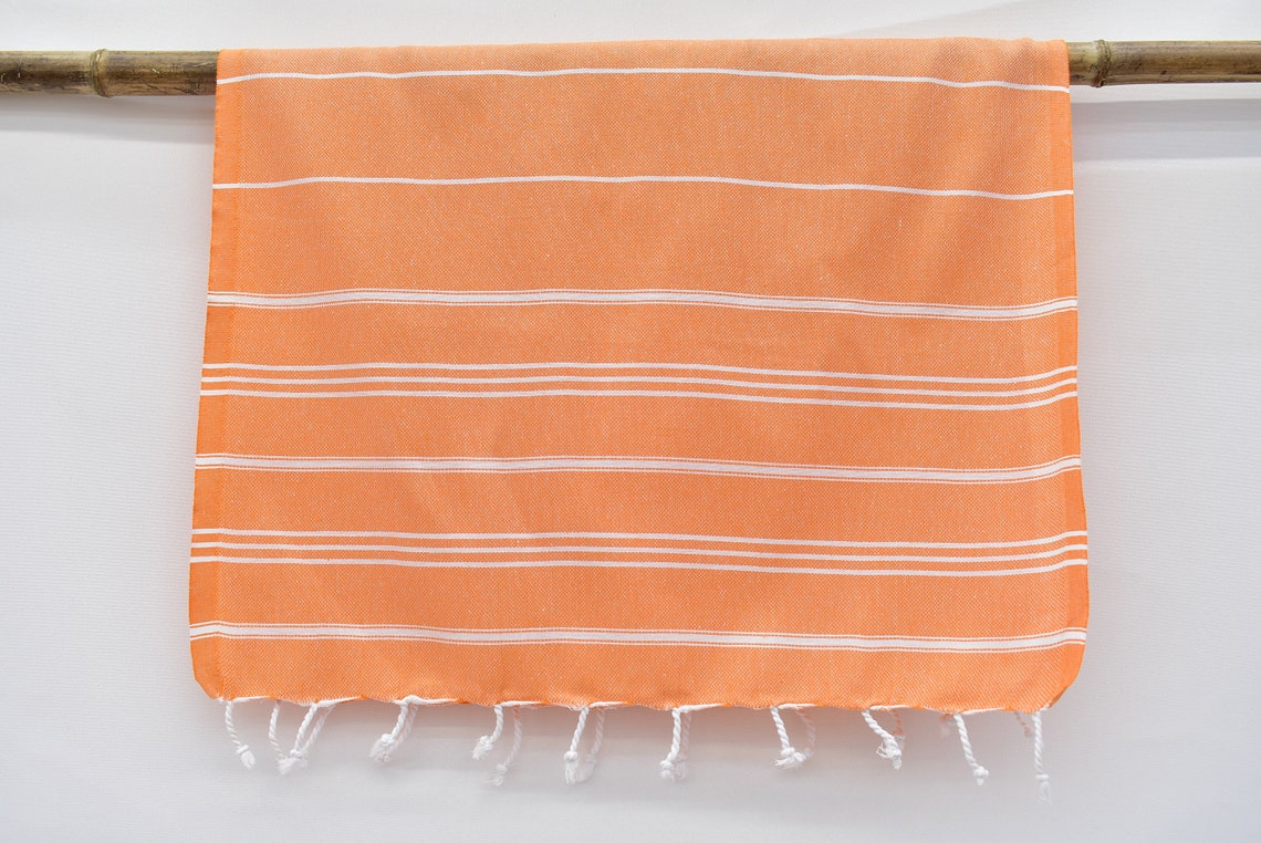 Orange Hand Towel Striped Towel Turkish Hand Towel Towel Etsy