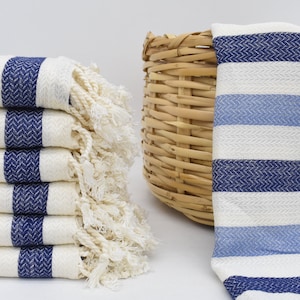 Monogrammed Beach Towel, Bridesmaid Gift, Valentines Gift, Personalized Turkish Towel, 67&quot;x40&quot; Blue-Navy Blue Striped Towel,