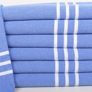 Personalized Hand Towel, Personalized Kitchen Towel, 40&quot;x20&quot; Blue Striped Tea Towel, Custom Hand Towel, Personalized Wedding Gift For Couple
