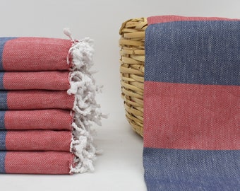 Gift For Best Friend, Bachelorette Party Gifts, Custom Wedding Gifts, Bachelorette Party Favors, 70"x40" Red-Navy Blue Striped Towel,