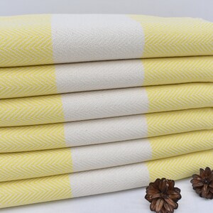 Handwoven Towel, Bath Towel, 70&quot;x40&quot;, Organic Cotton Towel, Turkish Bath Towel, Wedding Towel, Yellow Towel, Small Blanket, Osm-Blksrt_020