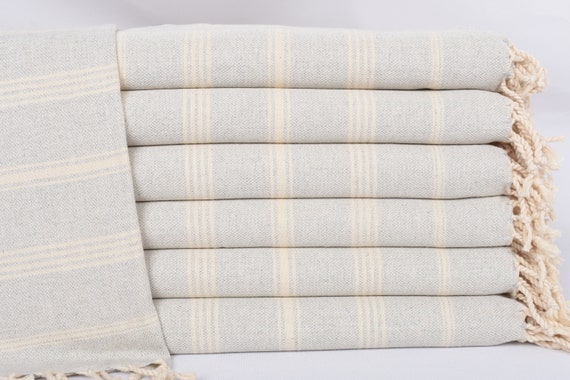 Small Bath Towels 38x24 Light Gray Striped Tea 