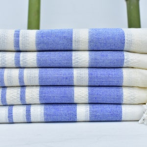 Turkish Towel, Beach Towel, Natural Bamboo Towel, 76x36 Ultrasoft Towel, Bath Towel, Blue Towel, Peshtemal Towel, Striped Towel Mld-Aqua_010