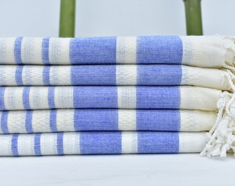 Turkish Towel, Beach Towel, Natural Bamboo Towel, 76x36 Ultrasoft Towel, Bath Towel, Blue Towel, Peshtemal Towel, Striped Towel Mld-Aqua_010