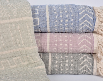 Home Decor Blanket, Turkish Blanket, Large Towel, Aztec Design Throw, 87x91 Inches Cotton Throw, Couch Cover, Cotton Throw,