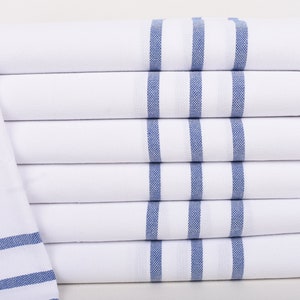 Bridal Party Gifts, Personalized Kitchen Towel, Personalized Dish Towel, Turkish Towel Hand Towel, 40&quot;x24&quot; Sax Blue Striped Tea Towel,