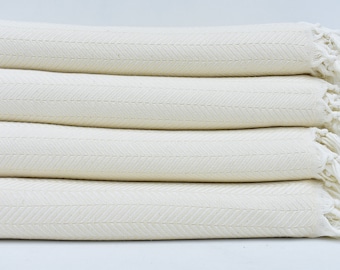 Coperta tessuta, 91"x75" Coperta a chevron bianca, Tovaglia turca, Regali per addio al nubilato, Coperte da divano, Coperta turca in cotone, Coperta da divano,