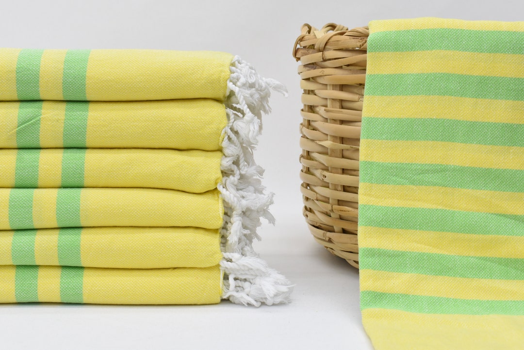 Yellow and Green Towel66x40turkish Toweldecorative Bath Etsy