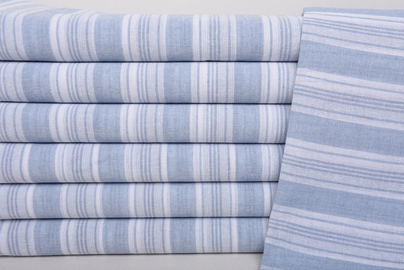 Turkish Beach Towel, 70"x40" Baby Blue Striped Towel, Turkish Bath Towel Set, Gift For Him, Home Decor Gifts, Gift For Boyfriend, image 2