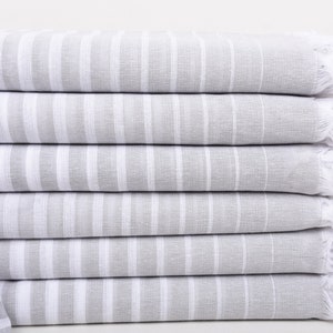 Striped Towel, Monogrammed Beach Towel, Monogram Beach Towel, 40x69 Inches White-Light Gray Cotton Towel, Gift For Her, Gift Boxes Towel,