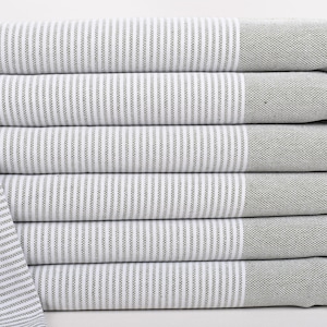 40&quot;x18&quot; Khaki Green 1 Striped Hand Towel, Personalized Gifts, Bachelor Party Favors, Bridesmaid Gifts, Holiday Towel, Monogrammed Hand Towel