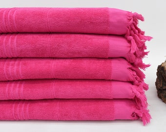 Wedding Gifts Towel, Bachelorette Party Gift, Personalized Wedding Gift For Couple, Custom Towel Beach, 70&quot;x36&quot; Fuchsia Striped Terry Towel,